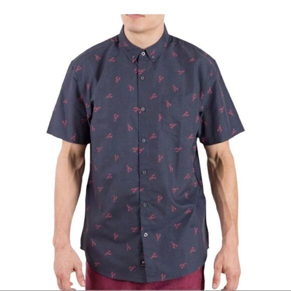 #157 GOOD VIBES slim fit lobster print button down - Picture 2 of 10